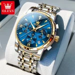 Olevs 3639 Chronograph Men’s Watch- Silver Golden/Blue