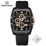 Naviforce 8025 Chronograph Rubber Belt Men’s Watch- Black/Rose Gold - Image 7