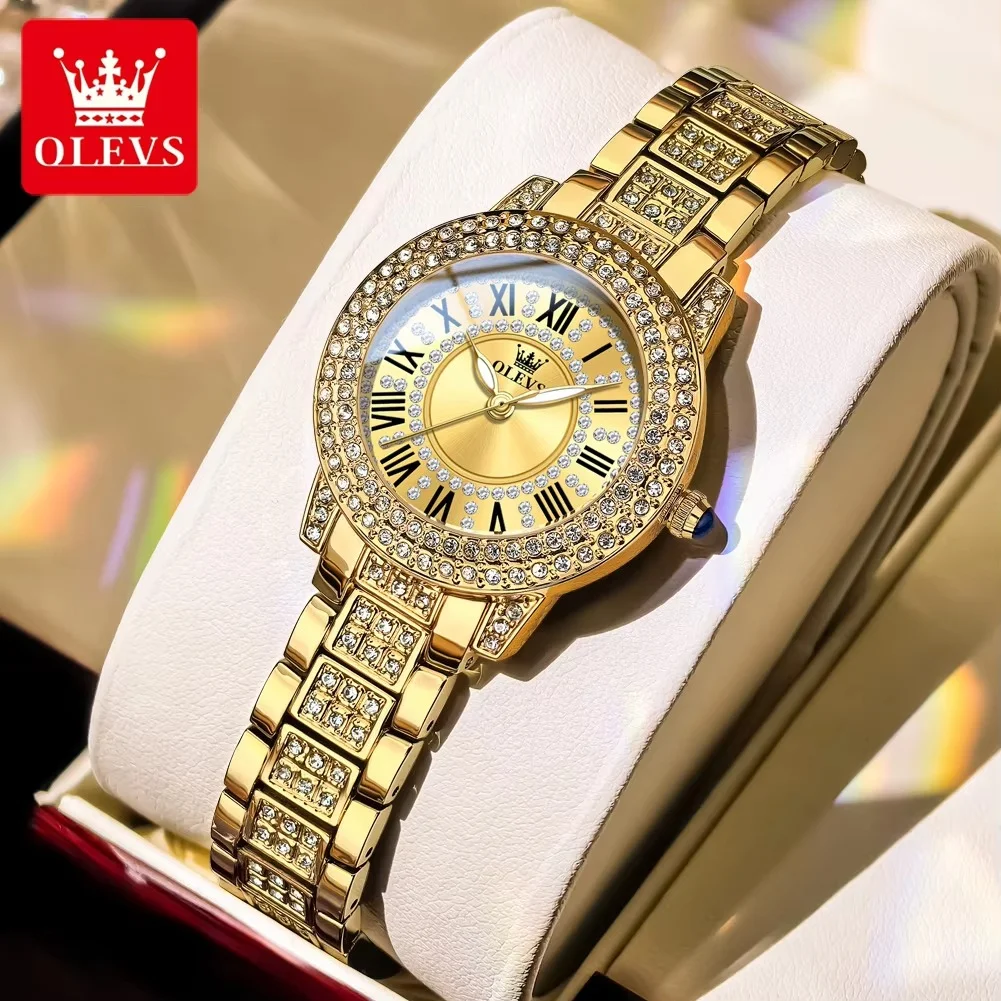 variant_imageS7cfc1587832b40268d2fa2f7bca866e5A Olevs 9943 Stainless Steel Ladies Watch- Golden - Image 1
