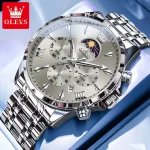 Olevs 3653 Chronograph Men's Watch- Silver/Gray