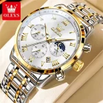 Olevs 5529 Chronograph Men’s Watch- Silver Golden/White