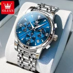 Olevs 3639 Chronograph Men’s Watch- Silver/Blue