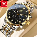 Olevs 5529 Chronograph Men’s Watch- Silver Golden/Black