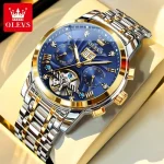 Olevs 9910 Automatic Mechanical Men’s Watch- Silver Golden/Blue