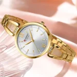 Curren 9092 Stainless Steel Ladies Watch- Golden/White