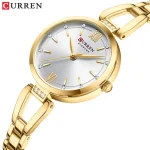 Curren 9092 Stainless Steel Ladies Watch- Golden/White - Image 3