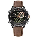 Naviforce 9208 Dual Time Leather Belt Men's Watch- Brown - Image 4