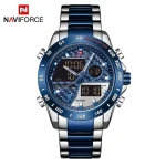 Naviforce 9171 Dual Time Men's Watch- Silver/Blue - Image 5