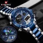 Naviforce 9171 Dual Time Men's Watch- Silver/Blue