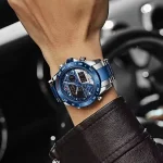 Naviforce 9171 Dual Time Men's Watch- Silver/Blue - Image 2