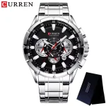 Curren 8363 Chronograph Men’s Watch- Silver/Black - Image 2