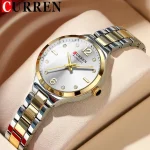 Curren 9105 Stainless Steel Ladies Watch- Silver Golden/White - Image 3