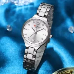 Curren 9105 Stainless Steel Ladies Watch- Silver