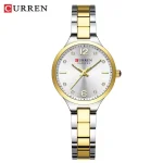 Curren 9105 Stainless Steel Ladies Watch- Silver Golden/White - Image 5