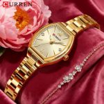 Curren 9112 Stainless Steel Ladies Watch- Golden