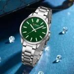 Curren 9090 Stainless Steel Ladies Watch- Silver/Green - Image 3