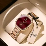 Poedagar 783 Stainless Steel Ladies Watch- Rose Gold/Red