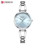 Curren 9092 Stainless Steel Ladies Watch- Silver/Sky Blue - Image 2