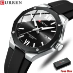 Curren 8465 Rubber Belt Men’s Watch- Black/Silver - Image 4