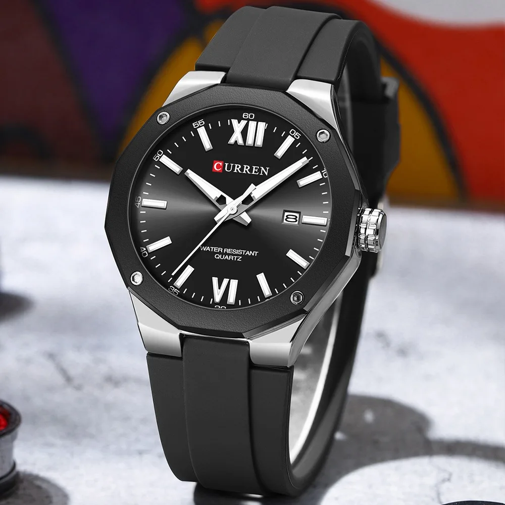 2025-08-12-1755002459291-cn-11134207-7r98o-lzpv05qrcqeab3 Curren 8465 Rubber Belt Men’s Watch- Black/Silver - Image 1