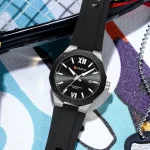 Curren 8465 Rubber Belt Men’s Watch- Black/Silver - Image 3
