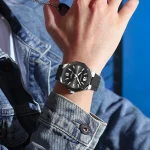 Curren 8465 Rubber Belt Men’s Watch- Black/Silver - Image 2