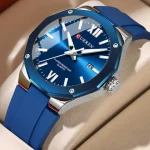 Curren 8465 Rubber Belt Men’s Watch- Blue - Image 2