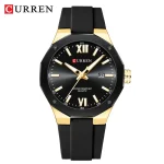 Curren 8465 Rubber Belt Men’s Watch- Black/Golden - Image 2