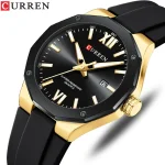 Curren 8465 Rubber Belt Men’s Watch- Black/Golden - Image 3