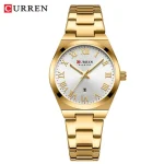 Curren 9095 Stainless Steel Ladies Watch- Golden/White - Image 3