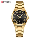 Curren 9095 Stainless Steel Ladies Watch- Golden/Black - Image 2