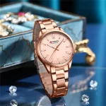 Curren 9090 Stainless Steel Ladies Watch- Rose Gold