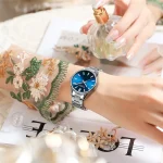 Curren 9090 Stainless Steel Ladies Watch- Silver/Blue - Image 2