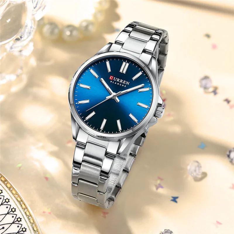 2025-08-12-1755003806299-S36f6211c54ae4f26b516bda5cfd48209H Curren 9090 Stainless Steel Ladies Watch- Silver/Blue - Image 1