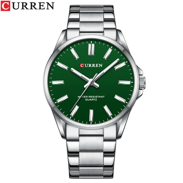 2025-08-12-1755003808052-CURREN-Sport-Men-Watch-Top-Brand-Luxury-Blue-Military-Army-Waterproof-Male-Clock-Stainless-Steel-Qua Curren 9090 Stainless Steel Men’s Watch- Silver/Green - Image 1