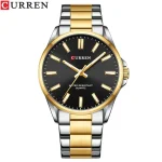 Curren 9090 Stainless Steel Men’s Watch- Silver Golden/Black
