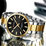 Curren 9090 Stainless Steel Men’s Watch- Silver Golden/Black - Image 3