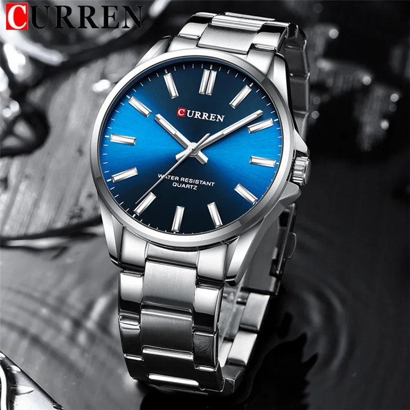 2025-08-12-1755003810375-CURREN-Sport-Men-Watch-Top-Brand-Luxury-Blue-Military-Army-Waterproof-Male-Clock-Stainless-Steel-Qua Curren 9090 Stainless Steel Men’s Watch- Silver/Blue - Image 1