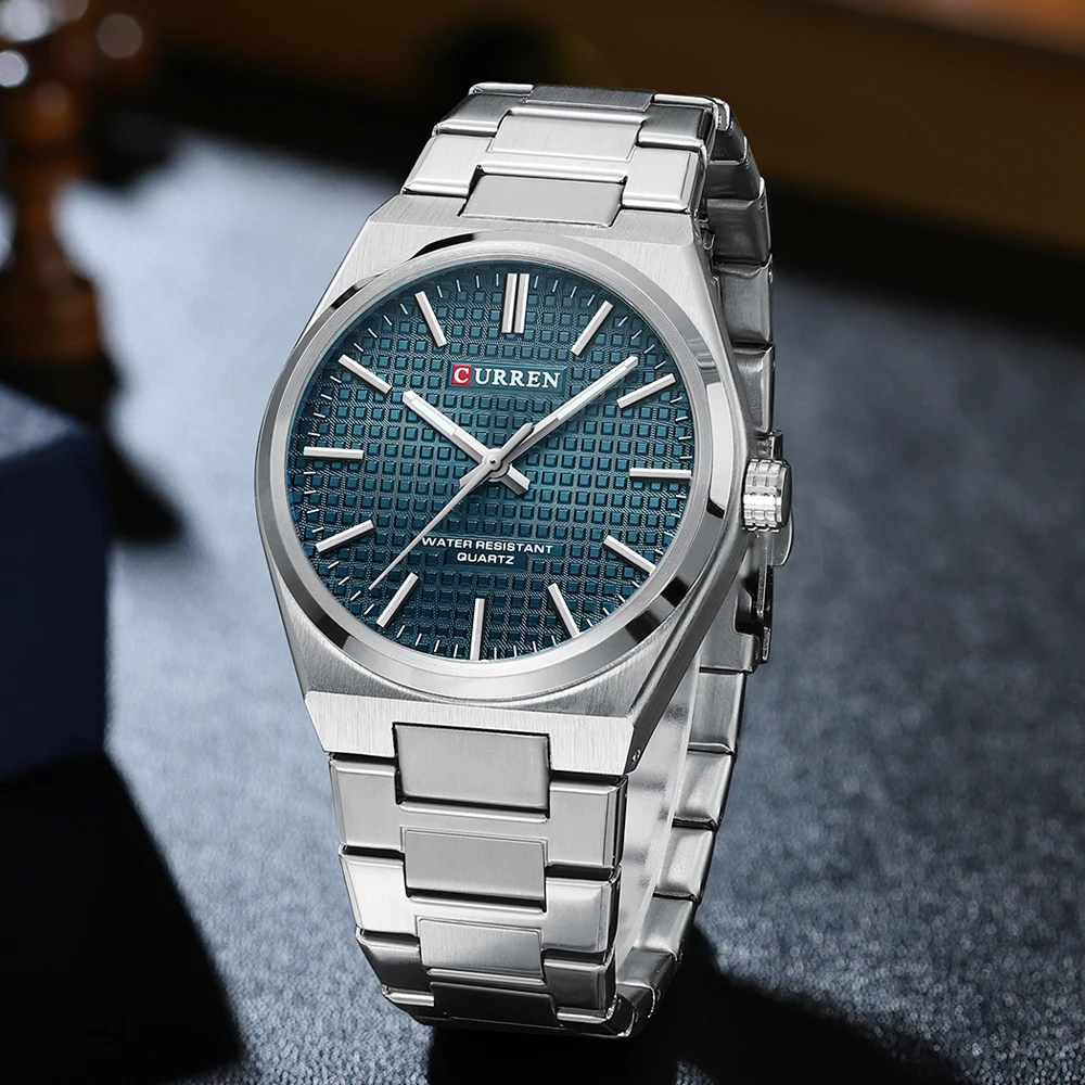 2025-08-12-1755005188622-CURREN-Casual-Minimalista-Quartz-Men-s-Watches-Fashion-Business-Stainless-Steel-Band-Wristwatches-Si Curren 8439 Stainless Steel Men’s Watch- Silver/Blue - Image 1