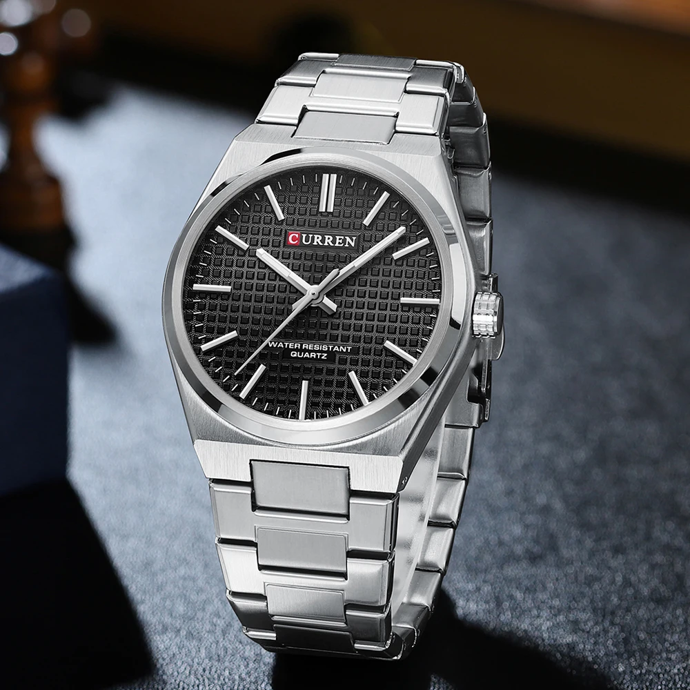 2025-08-12-1755005190595-CURREN-Luxury-Mens-Watch-30M-Waterproof-Stainless-Steel-Quartz-Date-Clock-Casual-Business-Wristwatch Curren 8439 Stainless Steel Men’s Watch- Silver/Black - Image 1