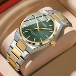 Curren 8439 Stainless Steel Men’s Watch- Silver Golden/Green - Image 2
