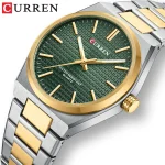 Curren 8439 Stainless Steel Men’s Watch- Silver Golden/Green - Image 3