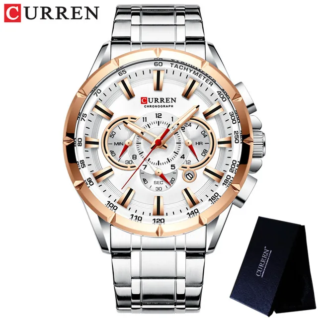 2025-08-12-1755005473327-Curren-8363-4 Curren 8363 Chronograph Men’s Watch- Silver/Golden - Image 1