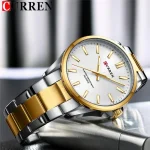 Curren 9090 Stainless Steel Men’s Watch- Silver Golden/White - Image 3