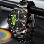 Curren 8402 Chronograph Stainless Steel Men's Watch- Black - Image 2