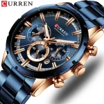 Curren 8355 Chronograph Stainless Steel Men's Watch- Blue - Image 5