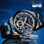 Curren 8355 Chronograph Stainless Steel Men's Watch- Blue - Image 3