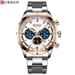 Curren 8355 Chronograph Stainless Steel Men's Watch- Silver/Golden - Image 5