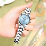 Curren 9095 Stainless Steel Ladies Watch- Silver/Sky Blue - Image 2