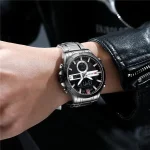 Curren 8384 Dual Time Men’s Watch- Silver/Black - Image 2